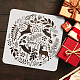 FINGERINSPIRE Christmas Forest Painting Stencil 11.8x11.8inch Reusable Deer Rabbit Stencil for Painting Large Round Christmas Forest Plants Flowers Leaves Drawing Template Christmas Theme Stencil DIY-WH0391-0470-3