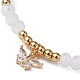 4Pcs 4 Style Glass & Brass Moon & Star Braided Bead Bracelets Set BJEW-JB09640-4