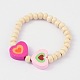 Enfants bracelets bracelets élastiques en perles de bois BJEW-JB02021-2