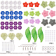 SUNNYCLUE 1 Box DIY 12 Pairs Frosted Mixed Acrylic Lily Flower Leaf Drop Dangle Earring Making Kits with 160pcs Acrylic Flower Beads & 30pcs Maple Leaf Charm Pendants & 24pcs Nick Free Earring Hooks DIY-SC0004-44S-2