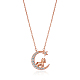 Китайское зодиакальное ожерелье лошадь ожерелье 925 стерлингового серебра розовое золото лошадь на луне кулон ожерелье циркон луна и звезда ожерелье милые животные ювелирные подарки для женщин JN1090G-1