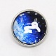 Platinum Plated Brass Glass Flat Round with Blue Constellation/Zodiac Sign Jewelry Snap Buttons SNAP-M034-A-11-1