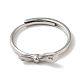 925 anillo ajustable de plata de ley con baño de rodio para mujer RJEW-G302-03P-2