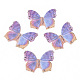 ツートンカラーのポリエステル生地の翼の工芸品の装飾  DIYのジュエリー工芸品イヤリングネックレスヘアクリップ装飾  蝶の羽  紫色のメディア  33x40mm FIND-S322-014-1
