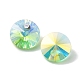透明なガラスビーズを電気  半分レインボーメッキ  多面カット双円錐形  春の緑  8x4mm  穴：0.8mm EGLA-Z002-AB07-2