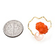 天然真珠と翡翠の花のオープンカフリング  女性のための真鍮のアクセサリー  14KGP本金メッキ  usサイズ8（18.1mm） RJEW-T026-02G-7
