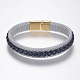 Braided Leather Cord Bracelets BJEW-H561-02D-1