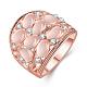Classic Real Rose Gold Plated Tin Alloy Czech Rhinestone Cat Eye Wide Band Finger Ring RJEW-BB00981-01-1