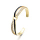 Zircone cubique transparente entrecroisée avec anneau bracelet manchette ouvert avec émail BJEW-N012-018-4