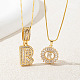 2 шт. 2 стиля латунный комплект из подвески с инициалами из прозрачного кубического циркония FS-WGBC393-18-2