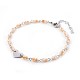 Glass Beads Charm Anklets AJEW-AN00235-03-1