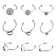 9pcs 3 estilos 304 configuraciones de anillo de almohadilla de puño de acero inoxidable STAS-PJ0001-16P-1