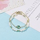 Mehrreihiges Armband aus Naturperlen und Glasperlen mit Messingkabelketten für Damen BJEW-TA00077-01-2