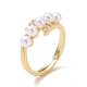 Clear Cubic Zirconia Adjustable Ring with Acrylic Pearl Beaded RJEW-P032-16G-1