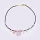 PU Leather Cord Electroplated Natural Quartz and Prehnite Pendant Necklaces NJEW-I219-02-2