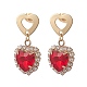 Boucles d'oreilles clous pendantes coeur en verre EJEW-TA00215-1