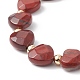 Bracelet de perles de coeur de jaspe arc-en-ciel rouge naturel BJEW-JB08697-01-4