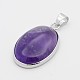 Oval Natural Amethyst Pendant G-P080-03-2