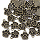 犬の足のプリントチベットスタイルの合金チャームエナメルのセッティング  カドミウムフリー＆ニッケルフリー＆鉛フリー  アンティークブロンズ  15x12x2mm  穴：2mm X-TIBEP-R338-30AB-NR-2