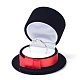 ベルベットのリングボックス  プラスチックとリボン付き  帽子  ブラック  6.1x3.7cm VBOX-F004-08B-6
