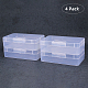 BENECREAT 4 Pack 16x9x4cm Large Clear Plastic Box Container Clear Storage Organizer with Hinged Lid for Small Craft Accessories Office Supplies Clips CON-BC0005-34-4