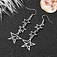 Orecchini pendenti da donna con stella cava in lega EJEW-TA00334-2