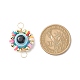 Evil Eye Plastic Copper Wire Wrapped Connector Charms PALLOY-JF01937-3