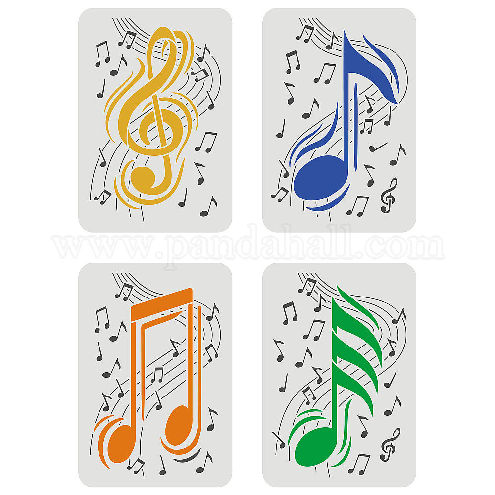 Wholesale FINGERINSPIRE 4 Pcs Music Notes Stencil Set 29.7x21cm 4 Style ...