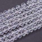 Chapelets de perles en verre, facetté (32 facettes), ronde, clair, 6mm, Trou: 1.2mm, Environ 88~91 pcs/chapelet, 19.49 pouce ~ 20.08 pouces (49.5~51 cm)
