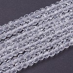 Chapelets de perles en verre, facetté (32 facettes), ronde, clair, 4mm, Trou: 1mm, Environ 98 pcs/chapelet, 13.7 pouce