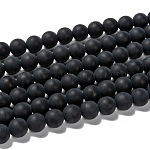 Hebras de cuentas de ágata negro natural, esmerilado, redondo, 8mm, agujero: 1 mm, aproximamente 49 pcs / cadena, 15.7 pulgada