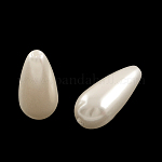 Абс пластик искусственный жемчуг каплевидные бусины, белые, 17x7.5 мм, отверстие : 2 мм