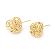 Круглые серьги-гвоздики с покрытием из латуни EJEW-R150-09G
