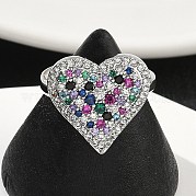 Кольца-манжеты в форме сердца из латуни с микропаве из кубического циркония для женщин RJEW-A069-12P-04