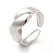 304 Stainless Steel Twist Rope Open Cuff Ring for Women RJEW-F131-17P