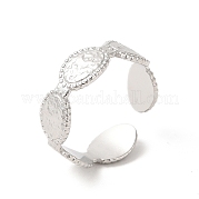 304 Stainless Steel Oval Open Cuff Ring for Women RJEW-E063-30P