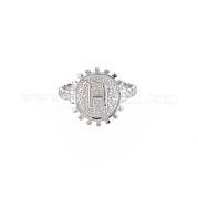 304 anillo redondo plano de acero inoxidable con letra inicial abierta para hombres y mujeres RJEW-S405-246P-H
