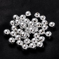 Celebrazioni di carnevale, perline di mardi gras, perline acrilico placcato, tondo, colore argento, circa8 mm di diametro, Foro: 1.5 mm, circa 2000pcs/500g