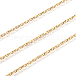Catene portacavi in acciaio inossidabile placcate ionica (ip) 304, catene con taglio a diamante, saldato, sfaccettato, con la bobina, ovale, vero placcato oro 18k, 2x1.4x0.4mm, circa 65.61 piedi (20 m)/rotolo