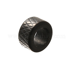 Perline europee in acciaio inossidabile 304, perline con foro grande, colonna, nero, 4x7.5mm, Foro: 4.5 mm