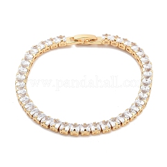 Messing-Pavé-Armbänder mit klaren Zirkonia-Gliedern, Nickel frei, langlebig plattiert, golden, 7-1/8 Zoll (18.2 cm)