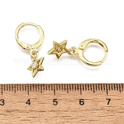 Серьги-кольца из латуни с прозрачным фианитом и прозрачным фианитом&nbsp;EJEW-H157-04G