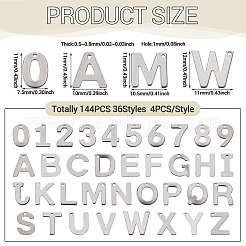 144 шт. 36 шт. подвески из нержавеющей стали с цифрой 0~9 и буквой a~z&nbsp;STAS-TA0003-12