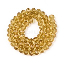 ガラスビーズ連売り  多面カットそろばん  ロンデル  ゴールデンロッド  8x6mm  穴：1mm  約60~62個/連  39~40cm&nbsp;EGLA-A034-T8mm-D03