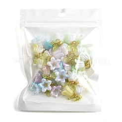 16PCSアクリルパーツ  真鍮製の金具と304ステンレススチール製の丸カン付き  花  プラチナ  26mm&nbsp;PALLOY-FS00075