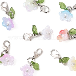 8色の花のアクリルペンダントデコレーション8個  合金製カニカン付き  ミックスカラー  27mm  1pc /カラー&nbsp;HJEW-FS00034-03