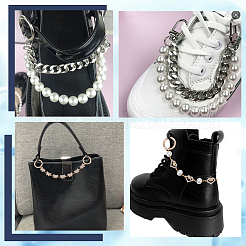 4 шт. 2 стиля бабочка сердце сплав кристалл стразы и АБС искусственный жемчуг украшения для обуви цепи HJEW-AR00020