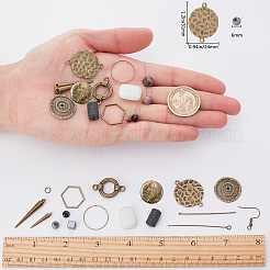 キットを作るDIYイヤリング  合金ペンダントとリンキングリングを含む  天然宝石＆ガラス＆淡水シェルビーズ  真鍮のピアスフック  ミックスカラー&nbsp;DIY-SC0001-20