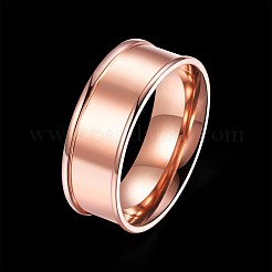 メンズステンレススチールフィンガー指輪  ワイドバンドリング  ローズゴールド  usサイズ8（18.1mm）&nbsp;RJEW-BB27601-B-8