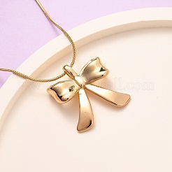 Ожерелья из нержавеющей стали 304 с подвеской-бантом в виде змеиной цепи для женщин NJEW-F354-06G